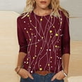 thumbnail image 1 of PNTUTB Women's 3/4Sleeve Shirts Casual Summer Tops Trendy Blouses Cute Printed T-Shirts Outfits Clothes, 1 of 6