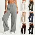 thumbnail image 1 of PNTUTB Women's Activewear Pants Stylish Solid-Color Versatile Pants Casual Stretchy High-Waisted Loose Comfortable Wide-Leg Pants with Pockets, 1 of 7