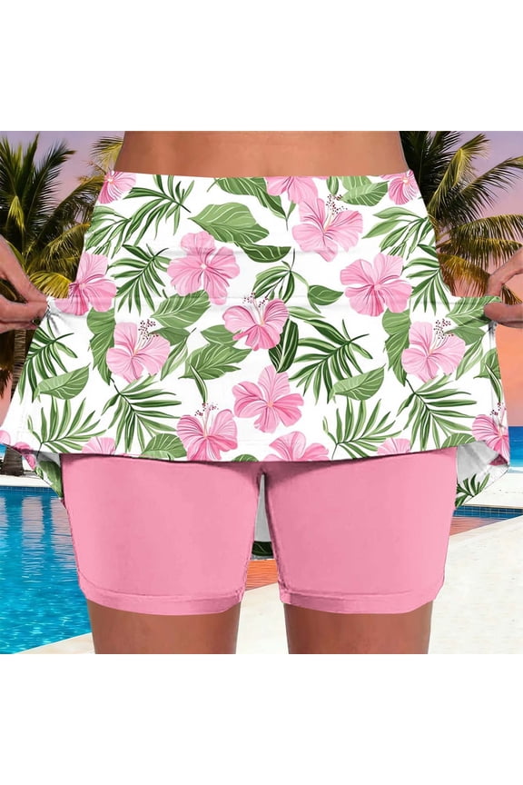 Women's Athletic Shorts Random-Print Yoga Shorts High-Waisted Stretch Double-Layer Shorts Fashion Casual Breathable Quick-Dry Shorts with Pockets