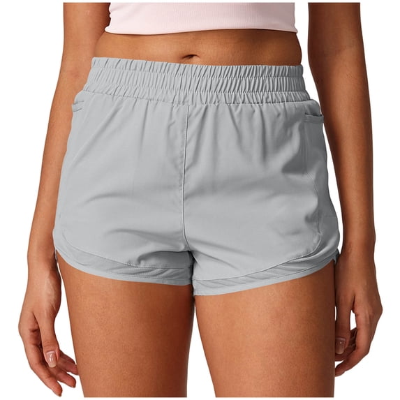 PNTUTB Women's Athletic Shorts Solid-Color Casual Elastic Waistband Fitness Shorts Lightweight Breathable Quick-Dry Loose Comfortable Shorts with Pockets