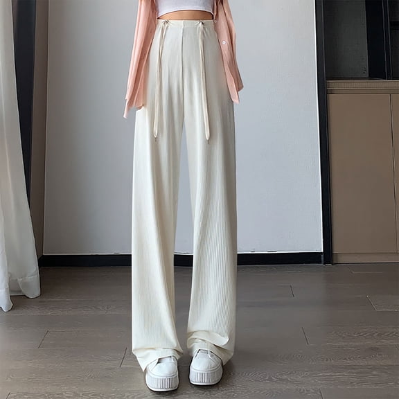 PNTUTB Women's Basic Loose Wide Leg Pants High Waist Straight Pants Casual Comfoetable Pants