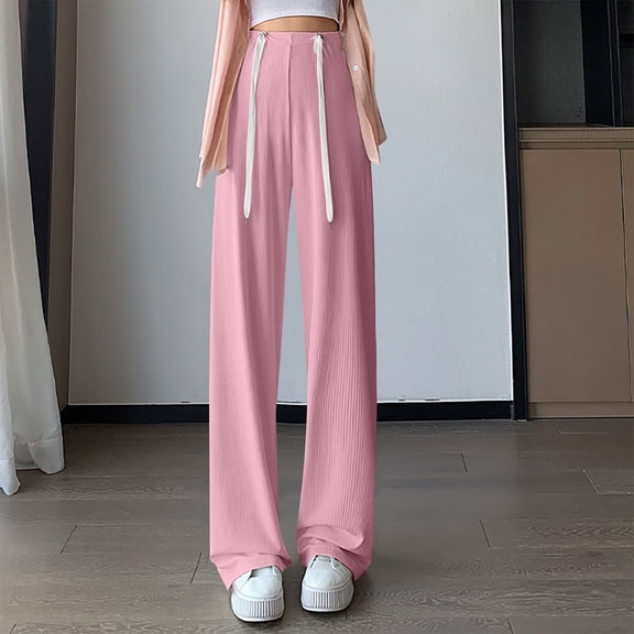 PNTUTB Women's Basic Loose Wide Leg Pants High Waist Straight Pants Casual Comfoetable Pants