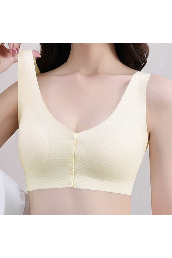 Women's Bra,Solid Mesh Plaid Plus Size Front-Closure Lightweight Breathable Comfort Wire-Free Zero Restriction Bra
