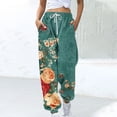 thumbnail image 1 of PNTUTB Women's Casual Fashion Printed Athletic Loose Elastic Waist Drawstring Cuffed Pants with Pockets, 1 of 6
