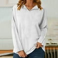 thumbnail image 1 of PNTUTB Women's Casual Fashion Solid Color Buttoned Cuffs V-Neck Long Sleeve Oversized Top, 1 of 6