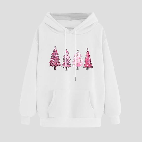 PNTUTB Women's Casual Long Sleeve Hoodies Fashion Christmas Print Drawstring Pullover Sweatshirts with Pocket