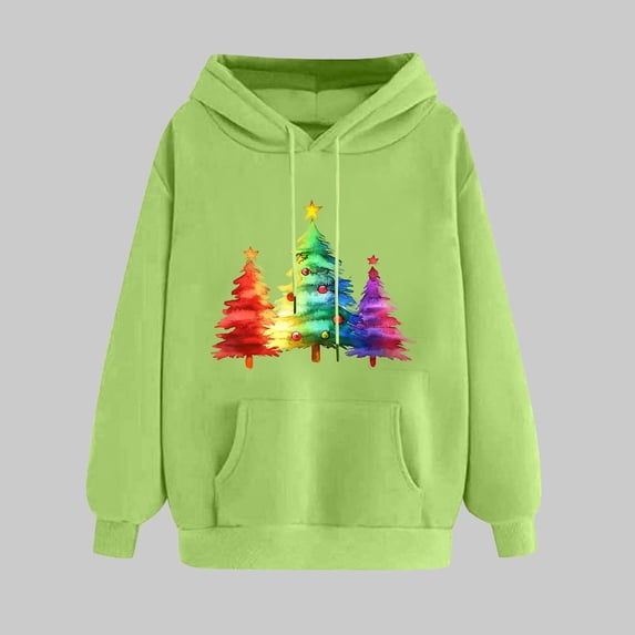 PNTUTB Women's Casual Long Sleeve Pocket Hoodies Fashion Christmas Print Drawstring Pullover Sweatshirts