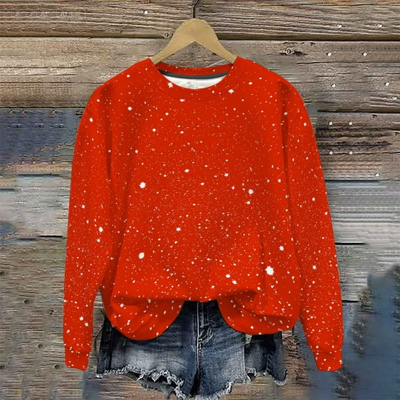 PNTUTB Women's Casual Oversized Crewneck Long Sleeve Fashionable Shimmering Print Pullover Sweatshirt
