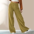 thumbnail image 1 of PNTUTB Women's Casual Solid Color Corduroy Comfort Button Fly Zipper Front Wide Leg Pants with Multiple Pockets, 1 of 6