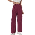 thumbnail image 1 of PNTUTB Women's Casual Solid Color Corduroy Elastic Waistband Button Fly Straight Leg Pants with Multiple Pockets, 1 of 6