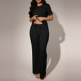 thumbnail image 1 of PNTUTB Women's Casual Solid Color Loose Short Sleeve Crew Neck Top with Elastic Waist Drawstring Straight Leg Pants Set, 1 of 6