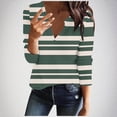 thumbnail image 1 of PNTUTB Women's Casual Stripe Prints V Neck Long Sleeved Regular Sleeve Fashion Comfortable Top, 1 of 6