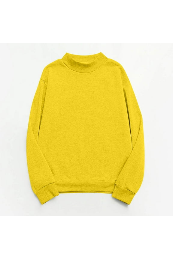 Women's Casual Versatile Solid Color Crew Neck Long Sleeve Loose Pullover Comfortable Tops