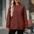 thumbnail image 1 of PNTUTB Women's Crew Neck Solid Color Fashionable Casual Long Sleeve Pullover Comfortable Sweatshirt, 1 of 6