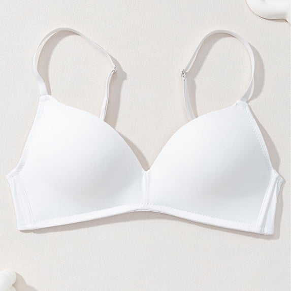 PNTUTB Women's Everyday Bra Solid Color Lightweight Quick-Dry Bra V-Neck Wire-Free Seamless Adjustable Straps Bra