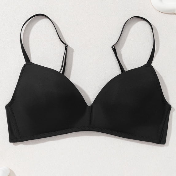 PNTUTB Women's Everyday Bra Solid Color Lightweight Quick-Dry Bra V-Neck Wire-Free Seamless Adjustable Straps Bra