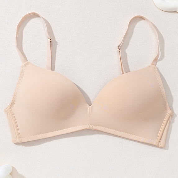 PNTUTB Women's Everyday Bra Solid Color Lightweight Quick-Dry Bra V-Neck Wire-Free Seamless Adjustable Straps Bra