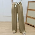 thumbnail image 1 of PNTUTB Women's Fashion Casual Solid Color Pocket Elastic Waist Comfortable Wide Leg Pants, 1 of 5