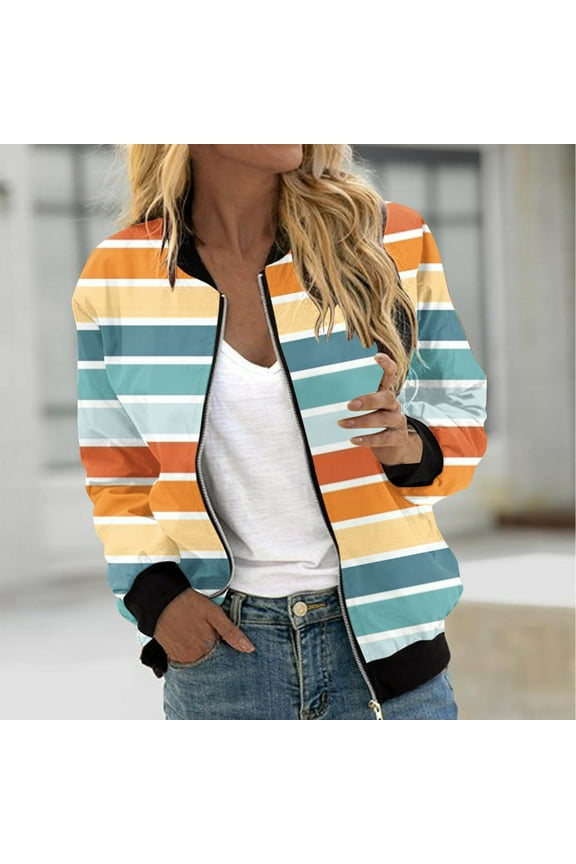 Jackets for Women Long Sleeve Casual Comfortable Outerwear Bomber Coats with Pockets