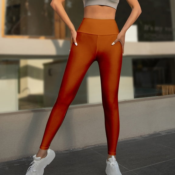 PNTUTB Women's Fashion Long Solid Color Hip Lift Fitness High Waist Stretch Gloss Leggings Yoga Pants