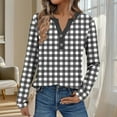 thumbnail image 1 of PNTUTB Women's Fashion Plaid V-Neck Button-Up Pullover Top Casual Comfort Long Sleeve Blouse, 1 of 6