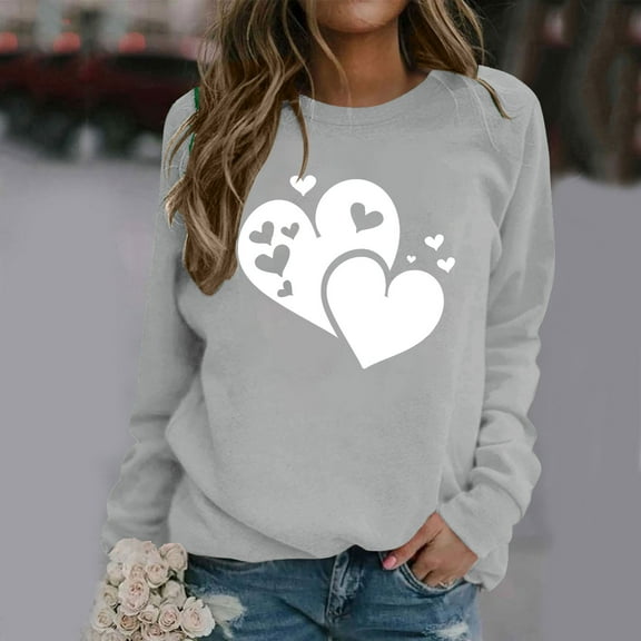 PNTUTB Women's Fashion Print Casual Comfortable Long Sleeve Crewneck Cute Pullover Sweatshirt