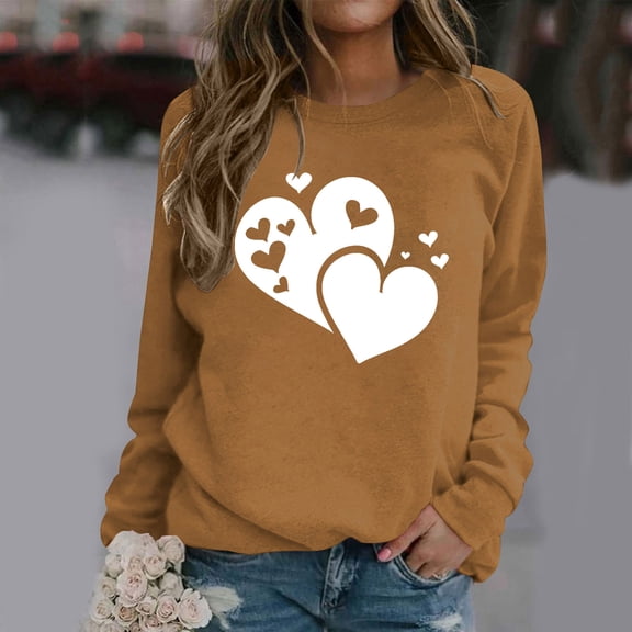 PNTUTB Women's Fashion Print Casual Comfortable Long Sleeve Crewneck Cute Pullover Sweatshirt