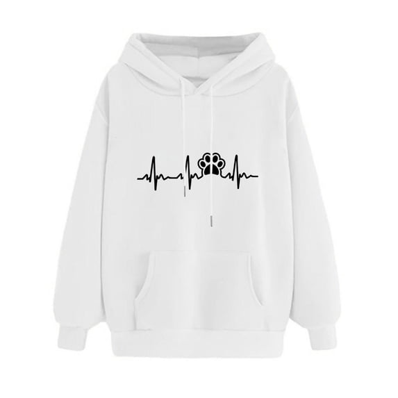 PNTUTB Women's Fashion Print Long Sleeve Casual Drawstring Hoodies Pullover Sweatshirts with Kangaroo Pocket