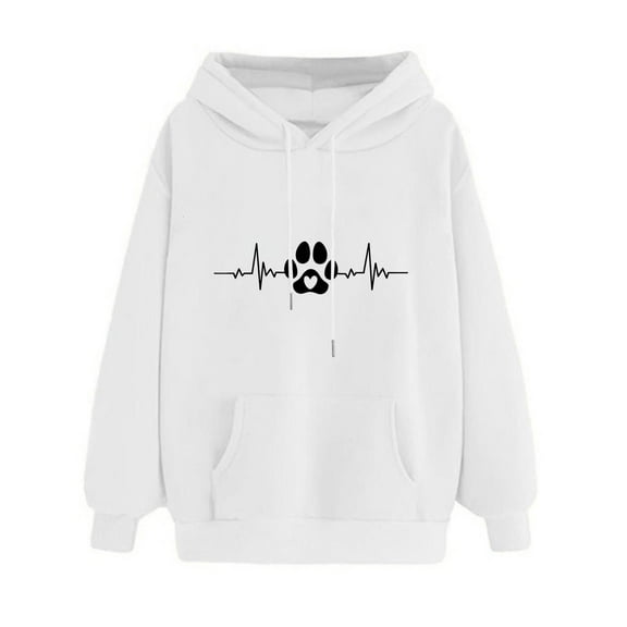 PNTUTB Women's Fashion Print Long Sleeve Casual Drawstring Hoodies Pullover Sweatshirts with Kangaroo Pocket