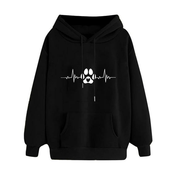 PNTUTB Women's Fashion Print Long Sleeve Casual Drawstring Hoodies Pullover Sweatshirts with Kangaroo Pocket