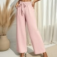 thumbnail image 1 of PNTUTB Women's Fashion Solid Color High Waisted Loose Comfort Elastic Waist Drawstring Wide Leg Pants with Pockets, 1 of 6