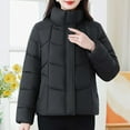 thumbnail image 1 of PNTUTB Women's Fashion Solid Color Stand Collar Winter Warm Long Sleeve Zipper Pocket Casual Coat, 1 of 6