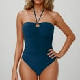 thumbnail image 1 of PNTUTB Women's Fashion Solid Color Strapless Halter Neck Backless Ruffled Slin One-Piece Swimsuit, 1 of 6