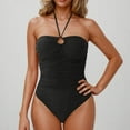 thumbnail image 1 of PNTUTB Women's Fashion Solid Color Strapless Halter Neck Backless Ruffled Slin One-Piece Swimsuit, 1 of 6