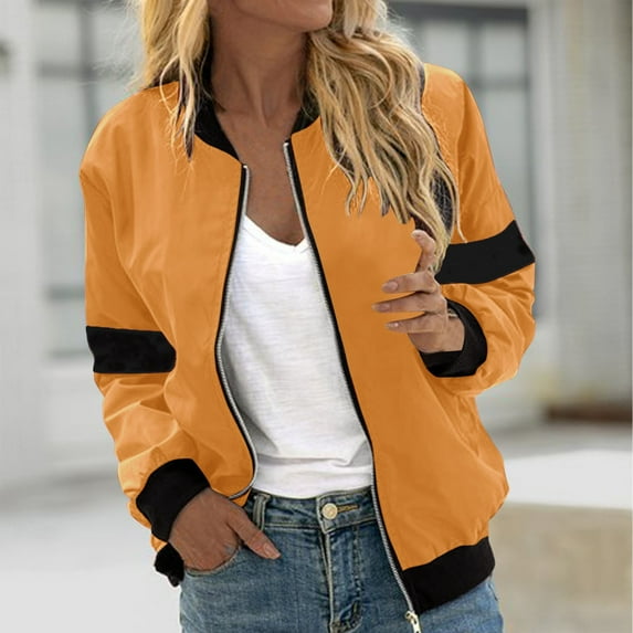 PNTUTB Long Sleeve for Women Fashion Solid Color Zipper Pocket Comfortable Jacket