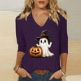 thumbnail image 1 of PNTUTB Women's Fashion St. Patrick's Day Printed 3/4 Sleeve Tops V-Neck Tops Blouse, 1 of 6