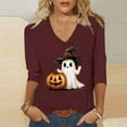 thumbnail image 1 of PNTUTB Women's Fashion St. Patrick's Day Printed 3/4 Sleeve Tops V-Neck Tops Blouse, 1 of 6