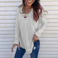 thumbnail image 1 of PNTUTB Women's Fashion V Neck Strap Loose T Shirt Long Sleeve Casual Pullover Comfortable Tops, 1 of 6