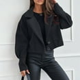 thumbnail image 1 of PNTUTB Women's Fashion Wool Blend Solid Color Lapel Button Down Long Sleeve Casual Versatile Cropped Coats, 1 of 6