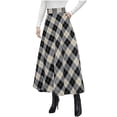 thumbnail image 1 of PNTUTB Women's Fashionable Versatile Plaid High Waisted Comfortable Wide Skirt Hem A-Line Skirt with Pockets, 1 of 5