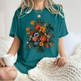 thumbnail image 1 of PNTUTB Women's Floral Pattern Short Sleeve Round Neck Drop Shoulder Sleeve T Shirt Comfortable Top, 1 of 6