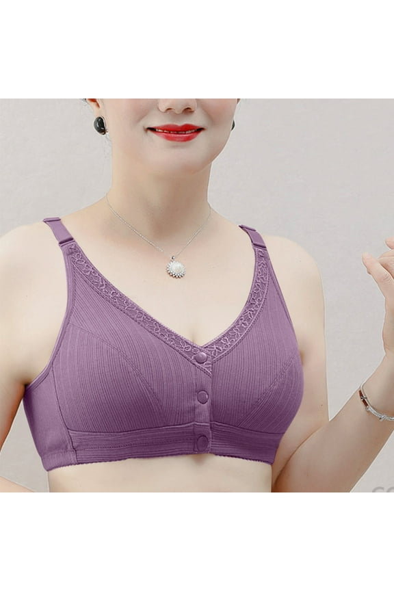 Women's Front-Closure Full-Cup Bra,Inclusive Design Wire-Free Zero Restriction Bare-Skin Feel Seamless Comfort Bra