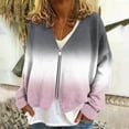 thumbnail image 1 of PNTUTB Women's Gradient Hued Loose Fit Soft Cardigan with Zipper and Long Sleeves&Flash Picks, 1 of 6