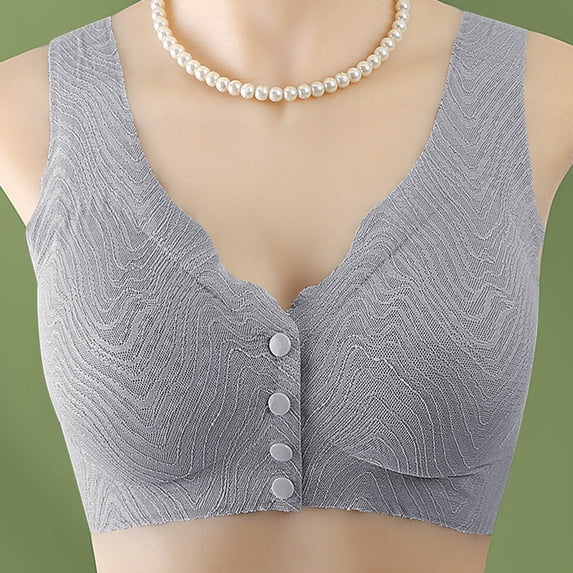 PNTUTB Women's Lace Pattern Plus Size Bra Wire-Free Seamless Front-Closure Lightweight Gathering Style Breathable Comfort Bra