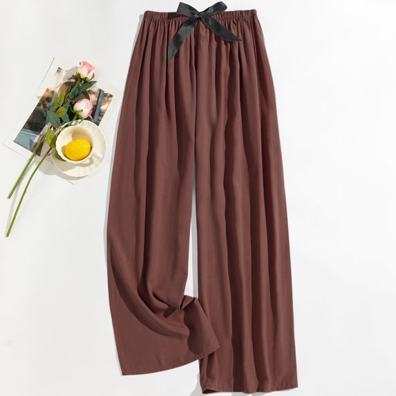 PNTUTB Women's Leisure Comfortable Solid Color High Elastic High Waist Loose Wide Leg Pants