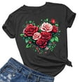 thumbnail image 1 of PNTUTB Women's Lover Printed T Shirt Round Neck Short Sleeve Loose Basic Comfortable Blouse, 1 of 5