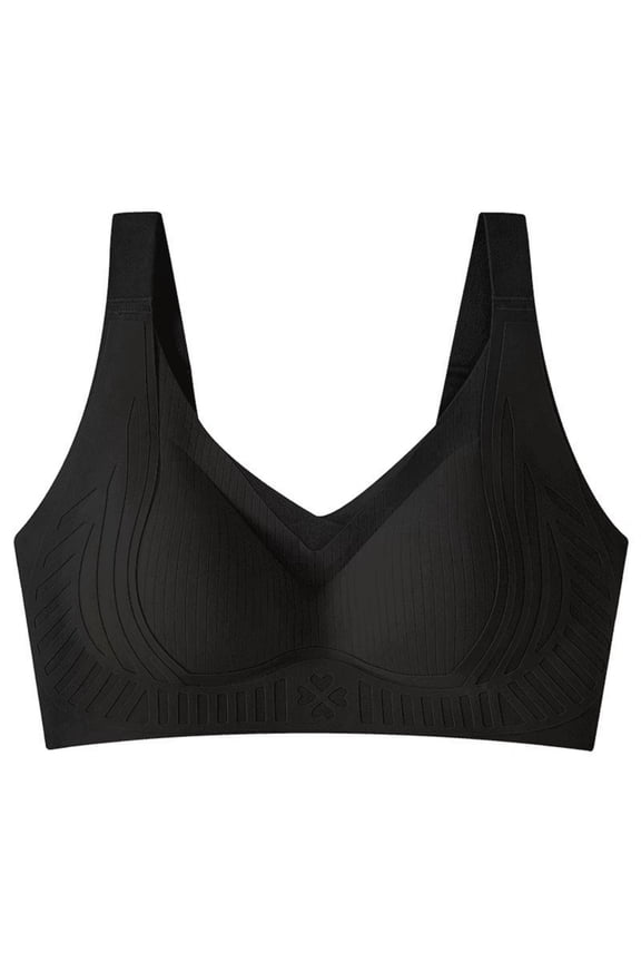 Women's Nude-Feel Lingerie Ultra-Lightweight Soft Wire-Free Seamless Bra Anti-Exposure Full Coverage Push-Up Bra