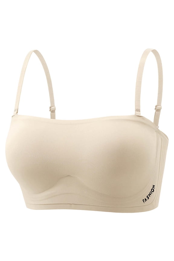 Women's One-Piece Cloud Bra,Wire-Free Seamless Bandeau Top with Built-In Crop Top Comfortable Gathering Bra