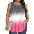 thumbnail image 1 of PNTUTB Women's Plus Size Summer Fashion Gradient Printed Round Neck Loose Comfortable Sleeveless Tops, 1 of 6