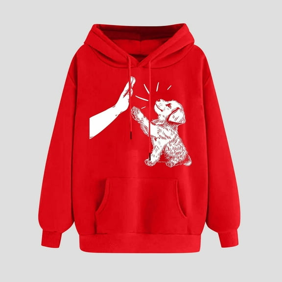 PNTUTB Women's Print Winter Hoodie Pullover Casual Round Neck Long Sleeved Comfortable Sweatshirt